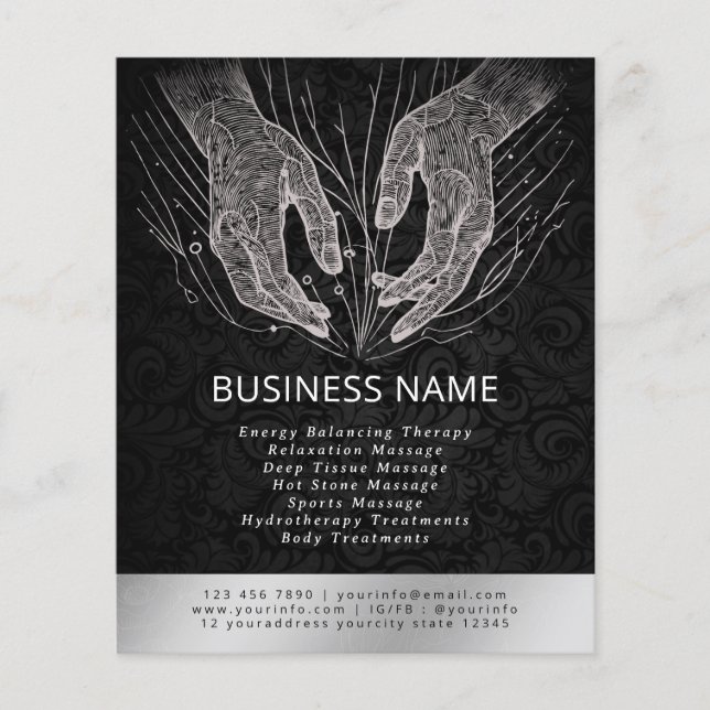 Massage Therapy Healing Hands Energy Spa Wellness Flyer (Front)