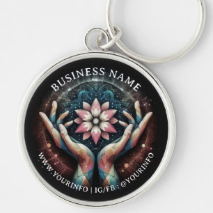 Massage Therapy Healing Hands Energy Spa Wellness Keychain