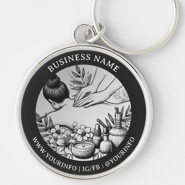 Massage Therapy Healing Hands Energy Spa Wellness Keychain (Front)
