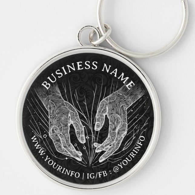 Massage Therapy Healing Hands Energy Spa Wellness Keychain (Front)