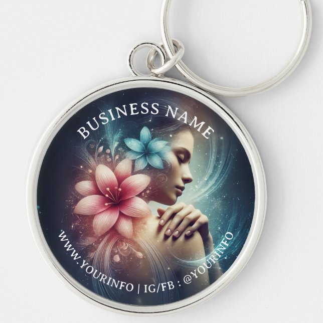 Massage Therapy Healing Hands Energy Spa Wellness Keychain (Front)