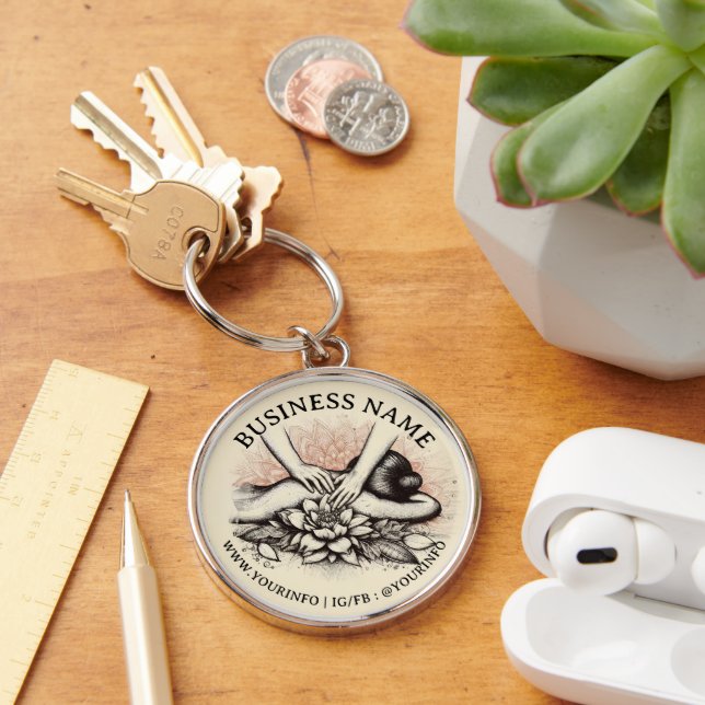 Massage Therapy Healing Hands Energy Spa Wellness Keychain (Desk)