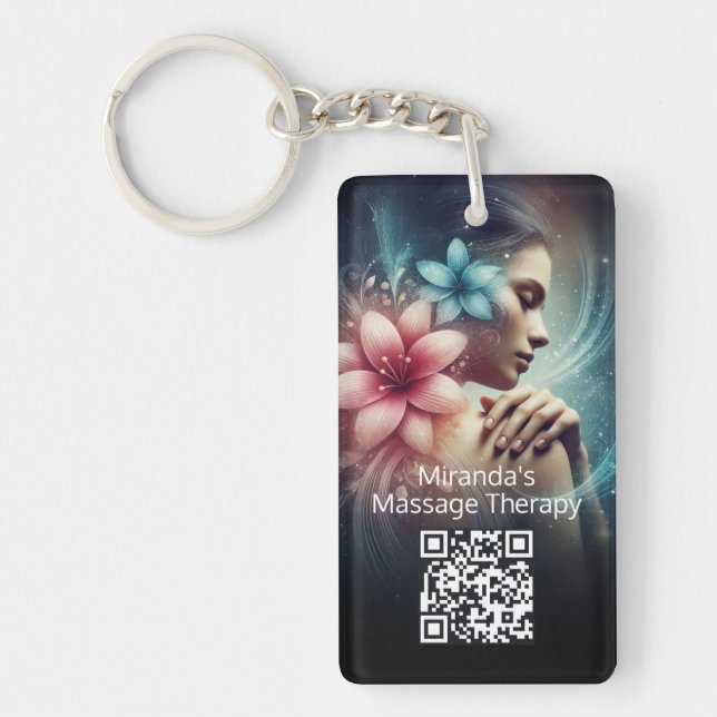 Massage Therapy Healing Hands Energy Spa Wellness Keychain (Front)
