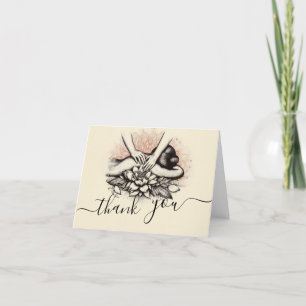 Massage Therapy Healing Hands Energy Spa Wellness Letterpress Thank You Card
