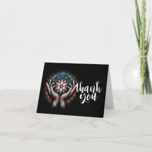 Massage Therapy Healing Hands Energy Spa Wellness Letterpress Thank You Card