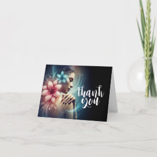 Massage Therapy Healing Hands Energy Spa Wellness Letterpress Thank You Card