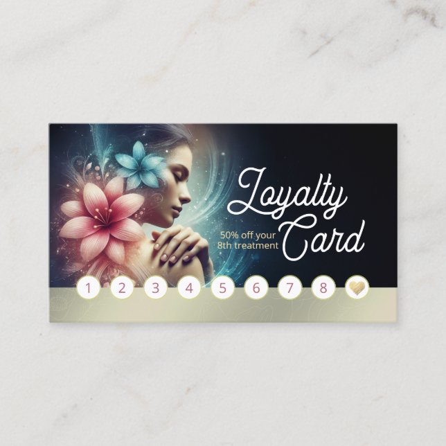 Massage Therapy Healing Hands Energy Spa Wellness Loyalty Card (Front)