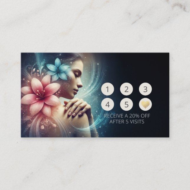 Massage Therapy Healing Hands Energy Spa Wellness Loyalty Card (Front)