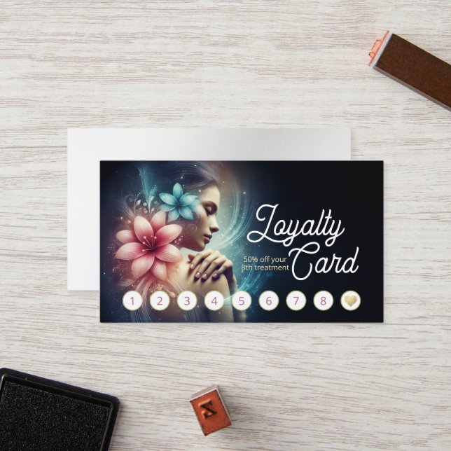 Massage Therapy Healing Hands Energy Spa Wellness Loyalty Card (Front/Back In Situ)