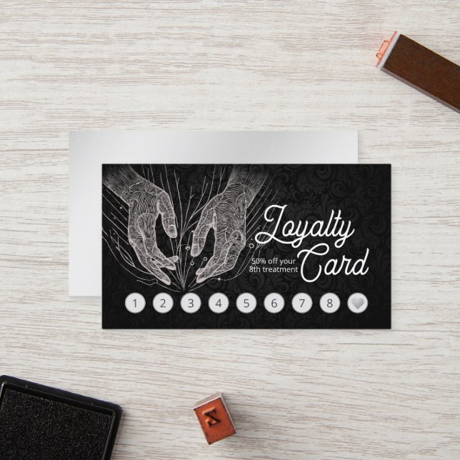 Massage Therapy Healing Hands Energy Spa Wellness Loyalty Card (Front/Back In Situ)
