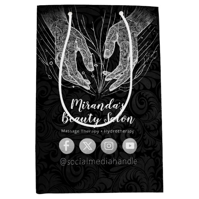 Massage Therapy Healing Hands Energy Spa Wellness Medium Gift Bag (Front)