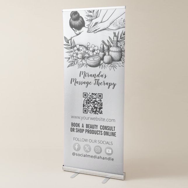 Massage Therapy Healing Hands Energy Spa Wellness Retractable Banner (3/4)