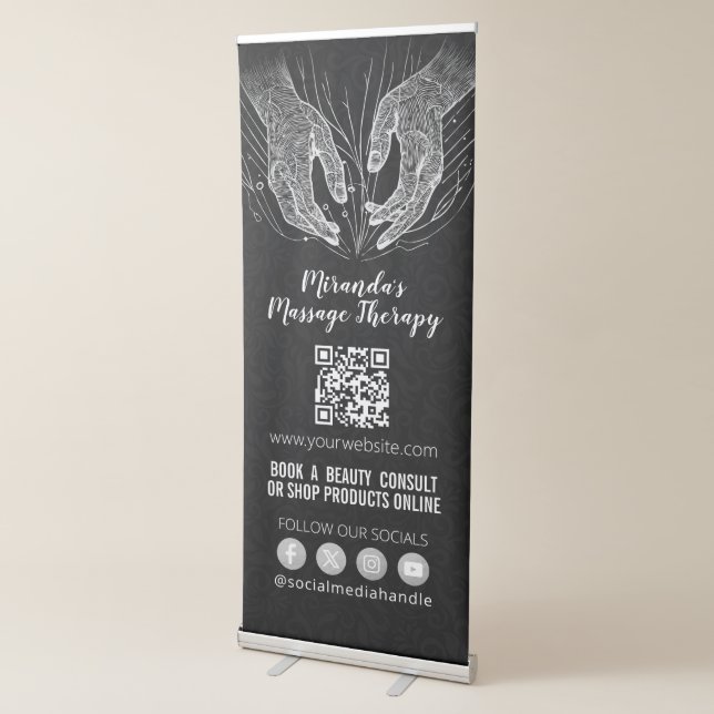Massage Therapy Healing Hands Energy Spa Wellness Retractable Banner (3/4)