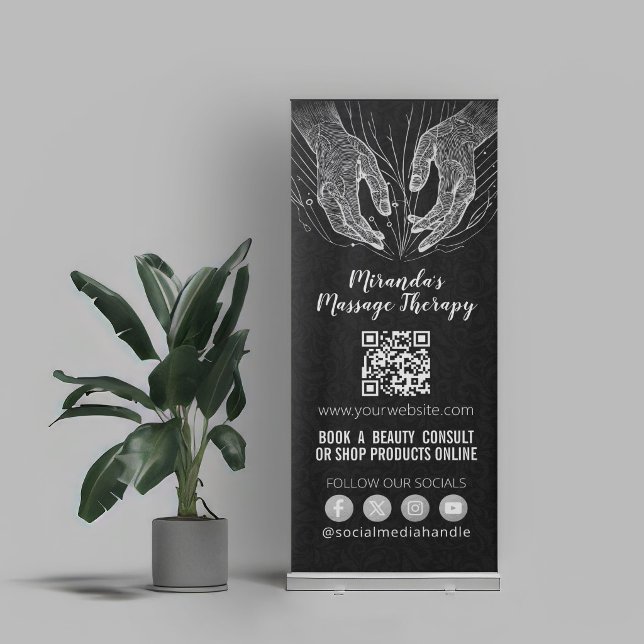 Massage Therapy Healing Hands Energy Spa Wellness Retractable Banner (Creator Uploaded)