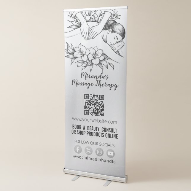 Massage Therapy Healing Hands Energy Spa Wellness Retractable Banner (3/4)