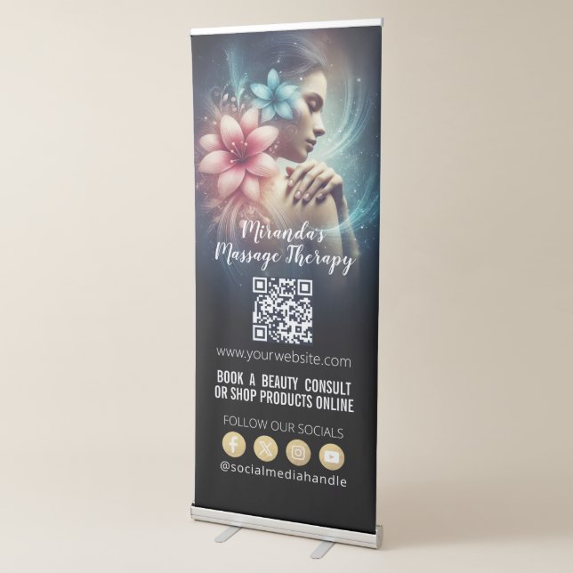 Massage Therapy Healing Hands Energy Spa Wellness Retractable Banner (3/4)