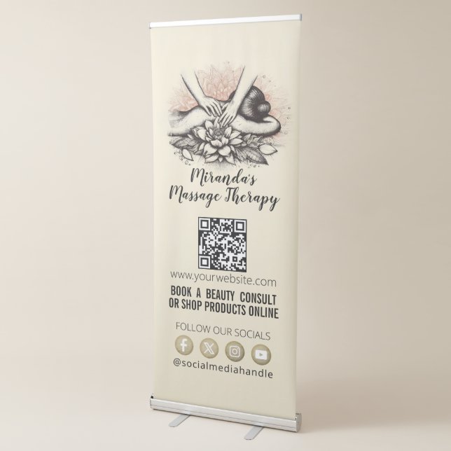 Massage Therapy Healing Hands Energy Spa Wellness Retractable Banner (3/4)