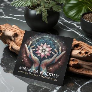 Massage Therapy Healing Hands Energy Spa Wellness Square Business Card
