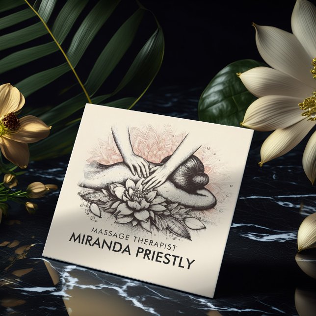 Massage Therapy Healing Hands Energy Spa Wellness Square Business Card (Creator Uploaded)