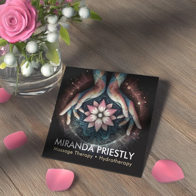 Massage Therapy Healing Hands Energy Spa Wellness Square Business Card (Creator Uploaded)