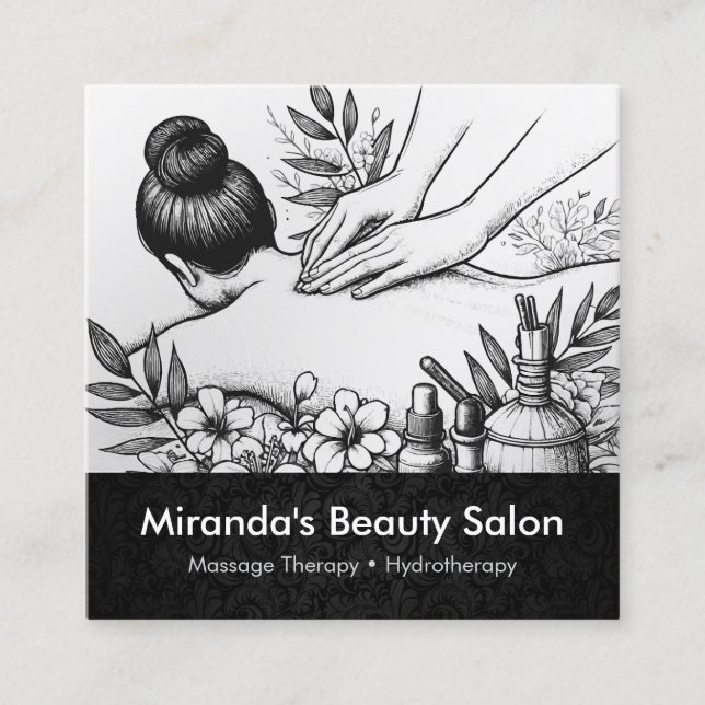 Massage Therapy Healing Hands Energy Spa Wellness Square Business Card (Front)