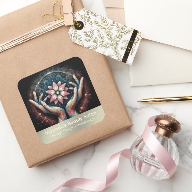 Massage Therapy Healing Hands Energy Spa Wellness Square Sticker (Gifting)