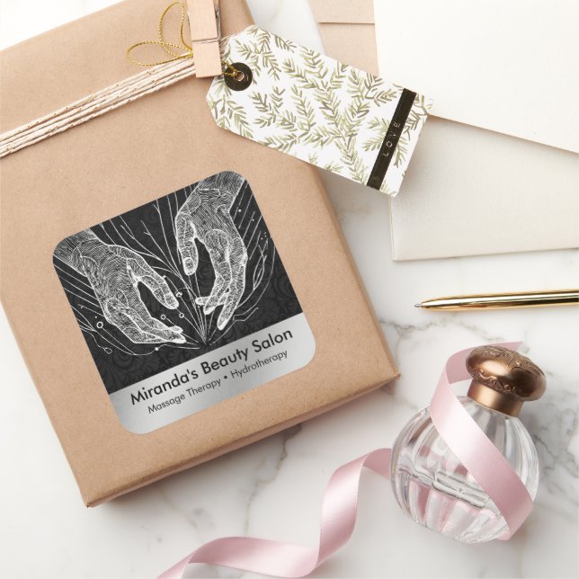 Massage Therapy Healing Hands Energy Spa Wellness Square Sticker (Gifting)