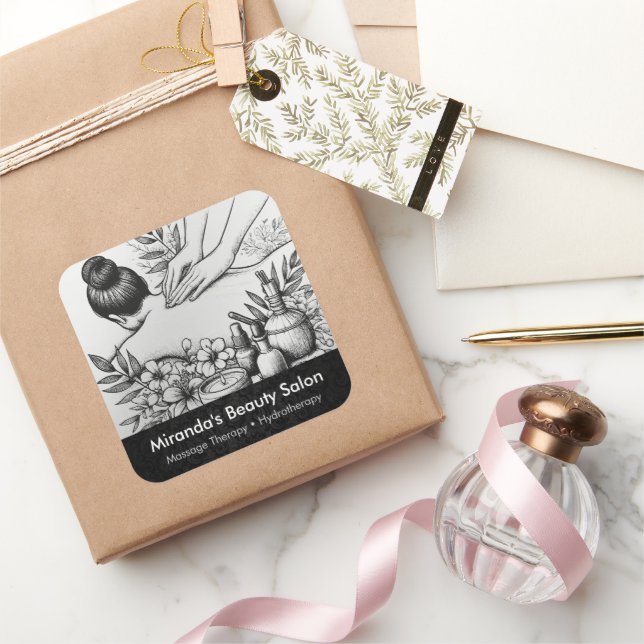 Massage Therapy Healing Hands Energy Spa Wellness Square Sticker (Gifting)
