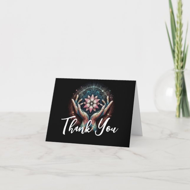 Massage Therapy Healing Hands Energy Spa Wellness Thank You Card (Front)