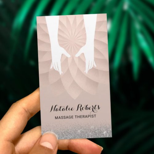 Massage Therapy Healing Hands Geometric Spiral Spa Business Card