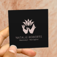 Massage Therapy Healing Hands & Lotus Flower Spa Square Business Card