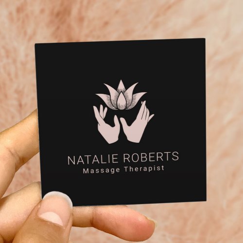 Massage Therapy Healing Hands  Lotus Flower Spa Square Business Card