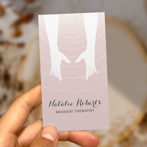 Massage Therapy Healing Hands Spa Blush Pink Business Card