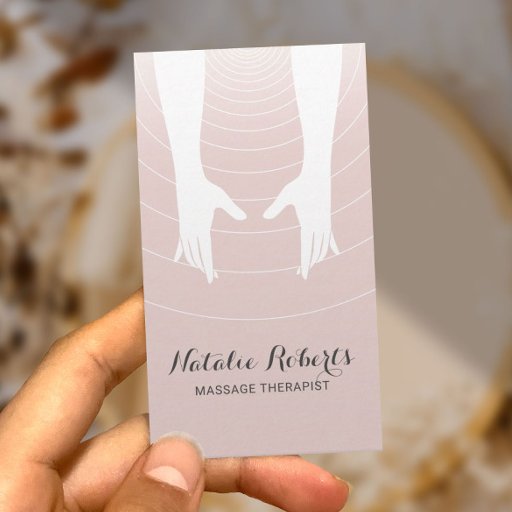 Customizable Massage Therapy Healing Hands Spa Blush Pink Business Card
