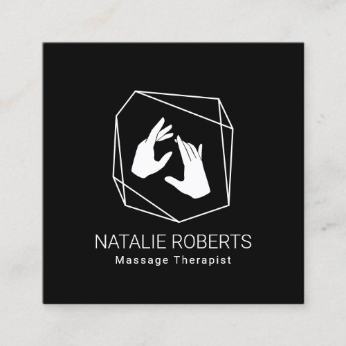 Massage Therapy Healing Hands Spa Geometric Square Business Card