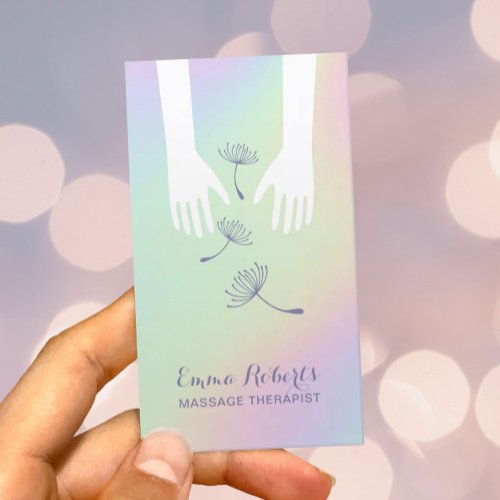 Massage Therapy Healing Hands Spa Holographic Business Card