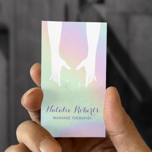 Massage Therapy Healing Hands Spa Holographic Business Card