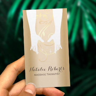 Massage Therapy Healing Hands Spa Modern Gold Business Card