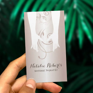 Massage Therapy Healing Hands Spa Rose Gold Business Card
