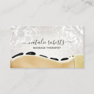 Massage Therapy Hot Stone Bodywork Vintage Floral Business Card