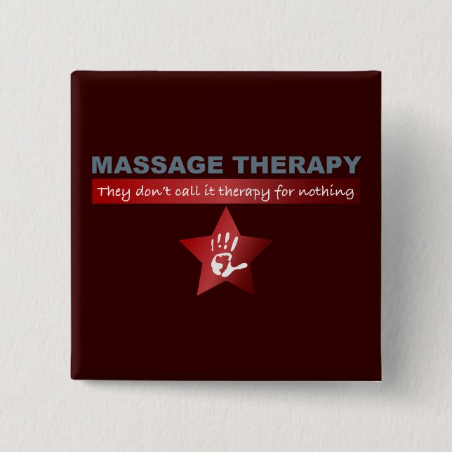 Massage Therapy in Ruby Red Pinback Button (Front)