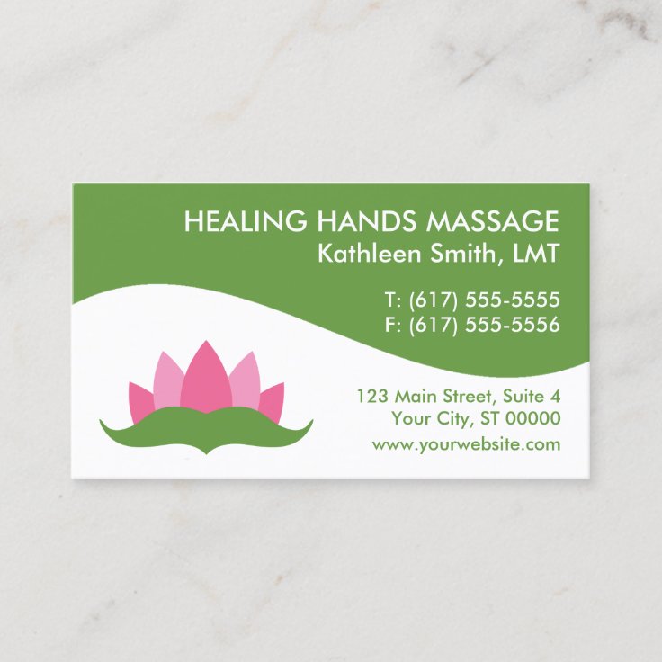 Massage Therapy Lotus Flower Business Cards | Zazzle