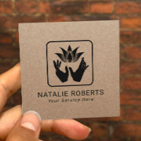 Massage Therapy Lotus Healing Hands Vintage Kraft Square Business Card