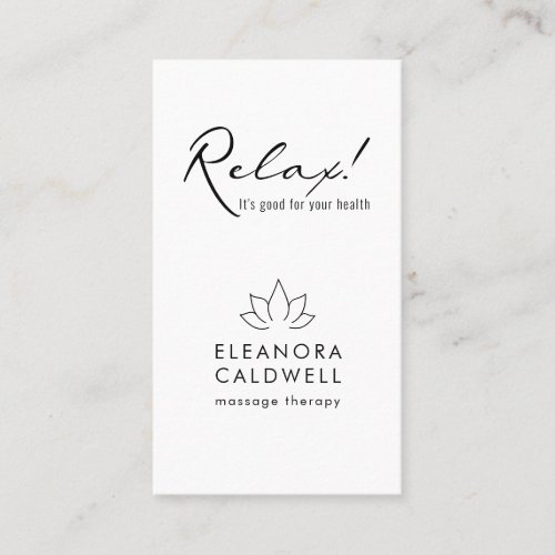 Massage Therapy Lotus Logo Black and White Business Card