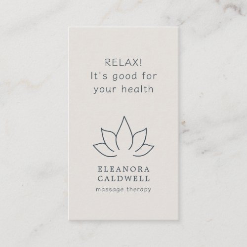 Massage Therapy Lotus Logo Charcoal Gray Eggshell Business Card