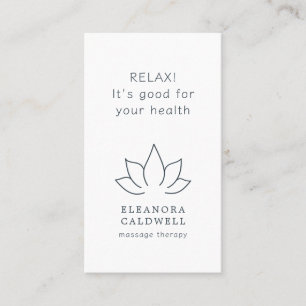 Massage Therapy Lotus Logo Charcoal Gray on White Business Card