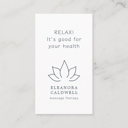 Massage Therapy Lotus Logo Charcoal Gray on White Business Card