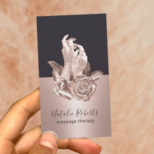 Massage Therapy Lux Hands  Flowers Chiropractic Business Card