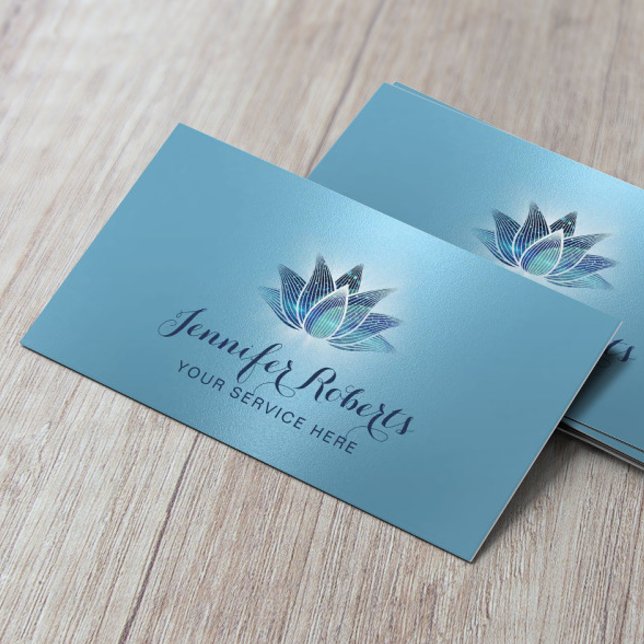Massage Therapy Modern Blue Lotus Salon SPA Business Card (Creator Uploaded)
