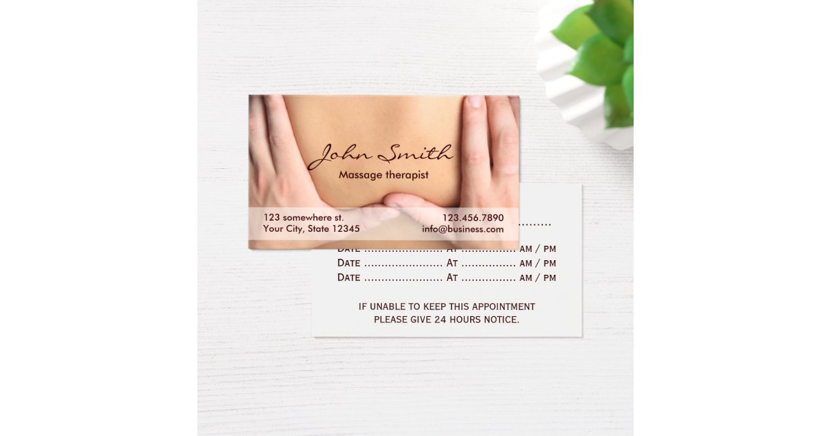 Massage Therapy Professional Therapist Appointment Business Card